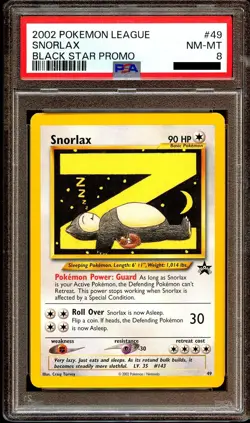 PSA 8 NM-MINT Snorlax Z # 49 WOTC Black Star Promo Pokemon Card - Image 2