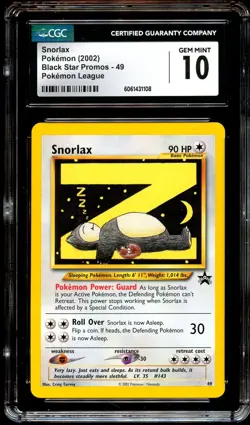 CGC 10 GEM MINT Snorlax Z # 49 WOTC Black Star Promo Pokemon Card 108 - Image 2