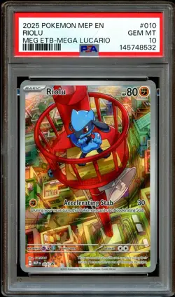 PSA 10 GEM MINT Riolu 010 MEP010 Elite Trainer MEP PROMO Pokemon Card 532 - Image 1