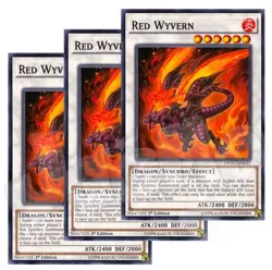 Yugioh - Red Wyvern x 3 - 1st Edition LP - Plus Free Holographic Card - Image 1