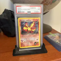 Pokemon TCG Gym Heroes Rocket's Moltres 12/132 Unlimited Holo Rare PSA 7 NM 🔥 - Image 1