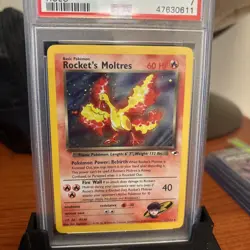 Pokemon TCG Gym Heroes Rocket's Moltres 12/132 Unlimited Holo Rare PSA 7 NM 🔥 - Image 2