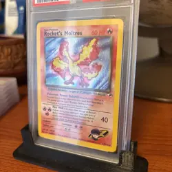 Pokemon TCG Gym Heroes Rocket's Moltres 12/132 Unlimited Holo Rare PSA 7 NM 🔥 - Image 3