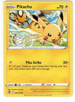 SWSH12: Silver Tempest Pikachu #049/195 Common Pokemon Card - Image 1