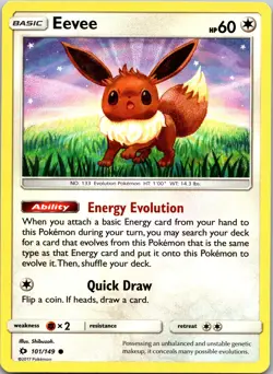 Eevee 101/149 SM Base Set Regular NM Pokemon TCG - Image 1