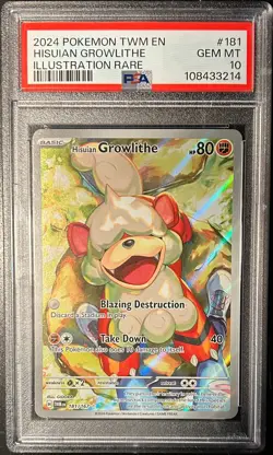 HISUIAN GROWLITHE 2024 POKEMON TWILIGHT MASQUERADE TWM EN #181 - PSA 10 - Image 1
