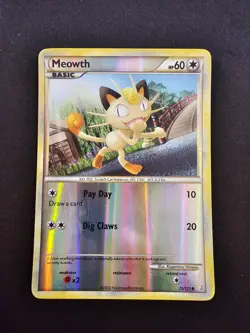 Meowth 75/123 Reverse Holo Common HeartGold & SoulSilver Pokemon TCG - Image 1