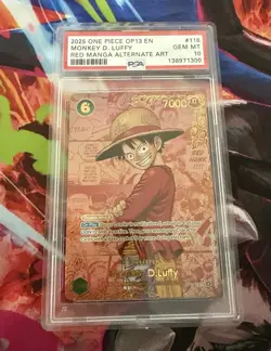 Psa 10 Monkey D Luffy Red Manga Op-13 Alternate Art 2025 One Piece #118 - Image 1