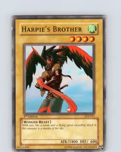 Yu-Gi-Oh TCG Harpie's Brother SDJ-011 1st Edition Common Card Played MP-LP - Image 1