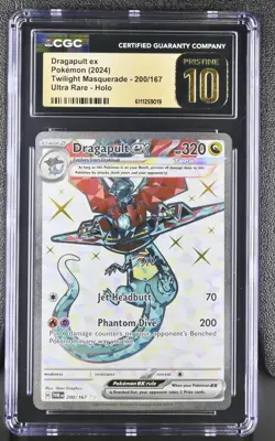 CGC PRISTINE 10 Dragapult Ex 200/167 Twilight Masquerade UR Pokemon Card psa - Image 1