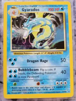 Pokemon TCG Base Set Gyarados Holo Card 6/102 Rare MP - Image 1