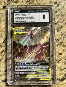 Pokemon Espeon & Deoxys GX Promo CGC 8 SM240 Black Star TAG TEAM Holo - Image 1