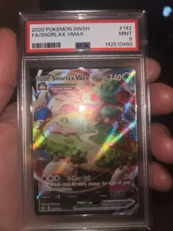 Pokemon TCG Snorlax VMAX Sword & Shield Base Set 142/202 PSA 9 - Image 1