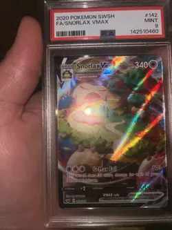 Pokemon TCG Snorlax VMAX Sword & Shield Base Set 142/202 PSA 9 - Image 2
