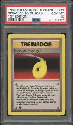 1999 Pokemon PORTUGUESE 1st Edition Base Set Spray de Involucao 72/102 PSA 10 - Image 1
