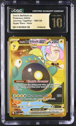 IONO'S BELLIBOLT EX Journey Together Hyper Rare #188 CGC Pristine 10 Pokemon - Image 1