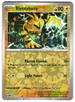 Electabuzz 125/165 Reverse Holo SV: Scarlet & Violet 151 English Pokemon NM - Image 1
