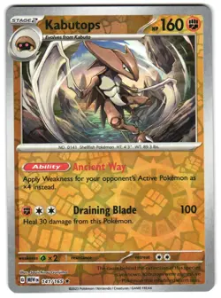 Kabutops 141/165 Reverse Holo SV: Scarlet & Violet 151 English Pokemon NM - Image 1