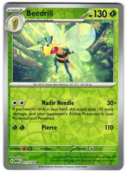 Beedrill 015/165 Reverse Holo SV: Scarlet & Violet 151 English Pokemon NM - Image 1