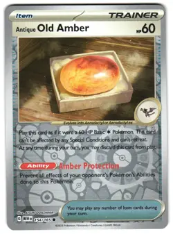 Antique Old Amber 154/165 Reverse Holo Scarlet & Violet 151 English Pokemon NM - Image 1