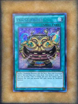 Yugioh Pot of Riches MP15-EN233 Secret Rare 1st Ed LP - Image 1
