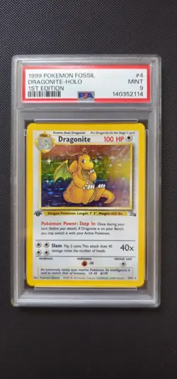 PSA 9 - 1st Edition Dragonite Holo Pokemon Card (1999) #4 English - Image 3