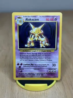 Alakazam 1/102 Holo - Rare Vintage Pokemon Card - MP - Base Set WOTC - Image 1