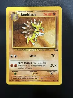 Pokemon TCG Sandslash Fossil 41/62 Unlimited Regular Uncommon Card WOTC LP/MP - Image 1