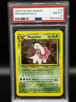 Pokemon PSA 8 NM/MINT 2000 Meganium 10/111 Neo Genesis Holo Card - Image 1