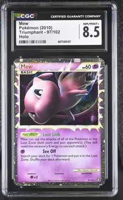 CGC 8.5 Mew 2010 Triumphant 97/102 Holo Pokemon Card - Image 1