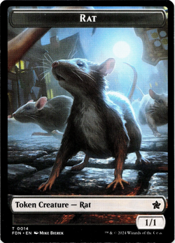 Rat / Zombie Double-Sided Token [Foundations] MTG - NM 💀 - Image 3