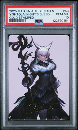 2025 MTG FINAL FANTASY ART SER GOLD STAMPED #53 Y'SHTOLA, NIGHT'S BLESSED PSA 10 - Image 1