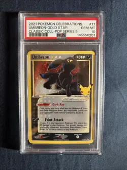PSA 10 GEM MINT Umbreon Celebrations Classic Collection Holo Pokemon Card 17/17 - Image 1