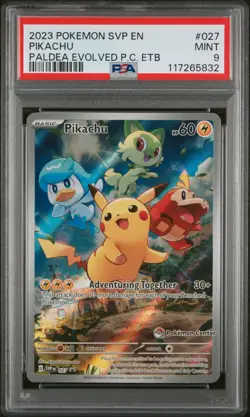 PSA 9 Pikachu #027 SVP 2023 Pokemon Paldea Evolved Pokemon Center ETB Promo MINT - Image 1