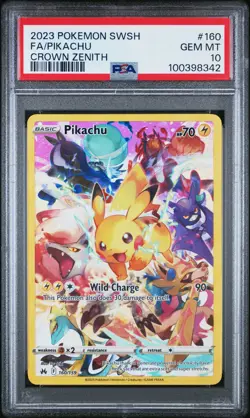 2023 POKEMON SWORD & SHIELD CROWN ZENITH #160 FULL ART/PIKACHU PSA 10 - Image 1