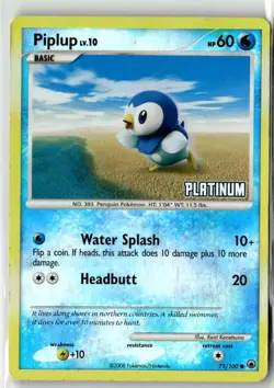 2008 DIAMOND & PEARL MAJESTIC DAWN PIPLUP 71/100 REVERSE HOLO STAMPED - Image 1