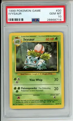 Ivysaur PSA 10 - 1999 Pokemon Base Set Unlimited 30/102 - GEM MINT - Image 1