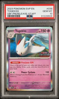 POP 7! 2023 POKEMON BLACK STAR PROMO #038 TOGEKISS OBF PRERELEASE-STAFF PSA 10 - Image 3