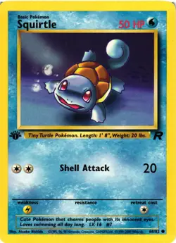 Pokemon TCG 1st Edition Squirtle Common Team Rocket 68/82 VLP - Image 1