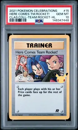 2021 Pokemon Celebrations Classic Team Rocket Here Comes Team Rocket Holo PSA 10 - Image 1
