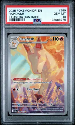 2025 POKEMON DRI EN-DESTINED RIVALS ILLUSTRATION RARE #189 RAPIDASH PSA 10 - Image 1