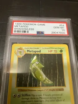 Pokemon Metapod 54/102 Shadowless Base Set PSA 10 1999 Pokemon TCG - Image 2