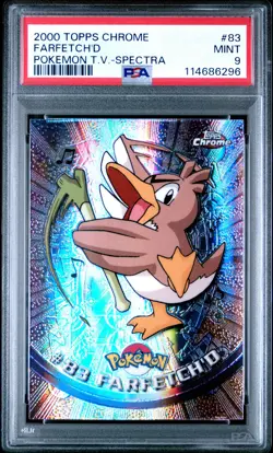2000 Topps Chrome Pokemon T.V. #83 Farfetch'D Pokemon T.V. Spectra PSA 9 - Image 1