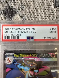 Pokemon 2025 Mega Charizard X ex 109 Full Art Ultra Rare Phantasmal Flames PSA 9 - Image 3