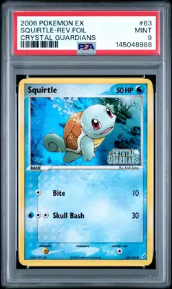 2006 POKEMON EX CRYSTAL GUARDIANS #63 SQUIRTLE-REVERSE FOIL PSA 9 - Image 1