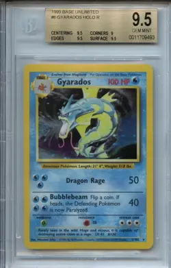 1999 Pokemon Base Unlimited #6 Gyarados HOLO R BGS 9.5 - Image 1