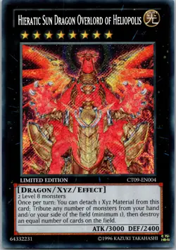 Yugioh Hieratic Sun Dragon Overlord of Heliopolis CT09-EN004 Limited Secret NM - Image 1