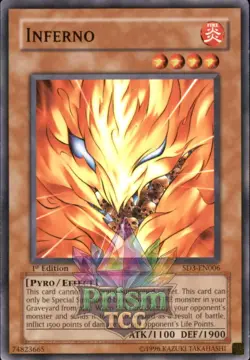 1st Ed Inferno SD3-EN006 Yugioh - Image 1