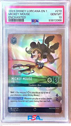 2023 Lorcana Mickey Mouse Enchanted #210/204 PSA 10 GEM MINT Alt Art - Image 1