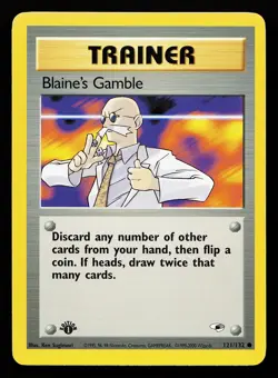 Blaine's Gamble 121/132 1st Edition Gym Heroes Pokemon Card - Image 1